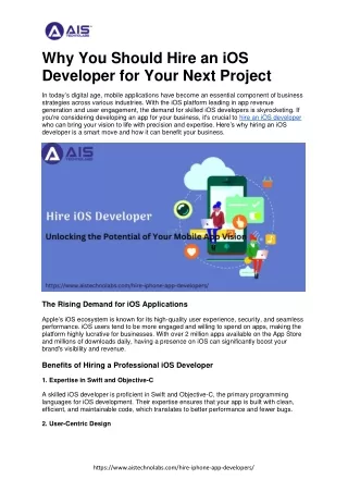 why you should hire an ios developer for your