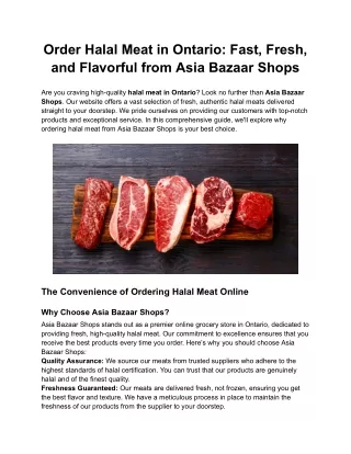 Order Halal Meat in Ontario_ Fast, Fresh, and Flavorful from Asia Bazaar Shops