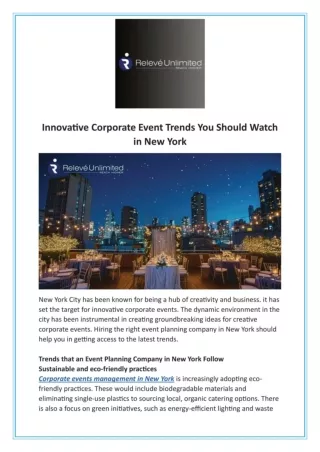 Innovative Corporate Event Trends You Should Watch in New York