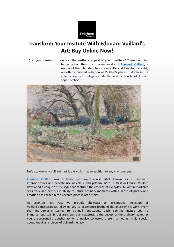 transform your insitute with edouard vuillard