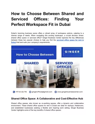 How to Choose Between Shared and Serviced Offices_ Finding Your Perfect Workspace Fit in Dubai