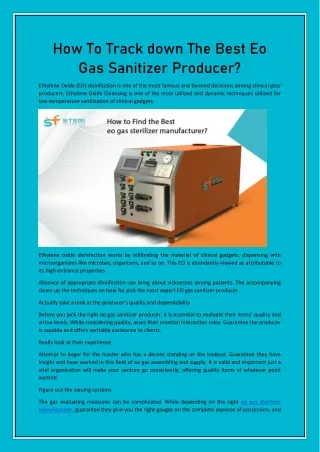 how to track down the best eo gas sanitizer