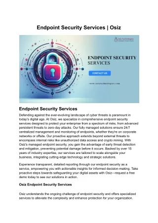 Endpoint Security Services - Osiz
