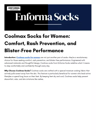 Coolmax Socks for Women Comfort, Rash Prevention, and Blister-Free Performance