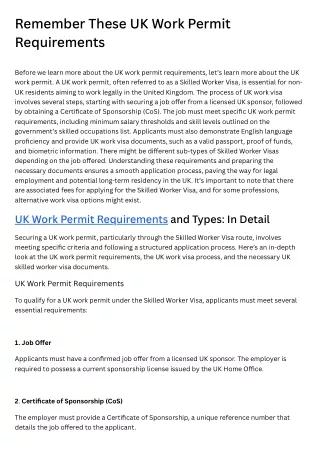 Remember These UK Work Permit Requirements