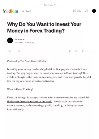 Why Do You Want to Invest Your Money in Forex Trading