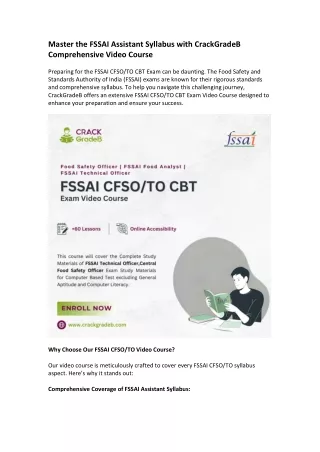 master the fssai assistant syllabus with