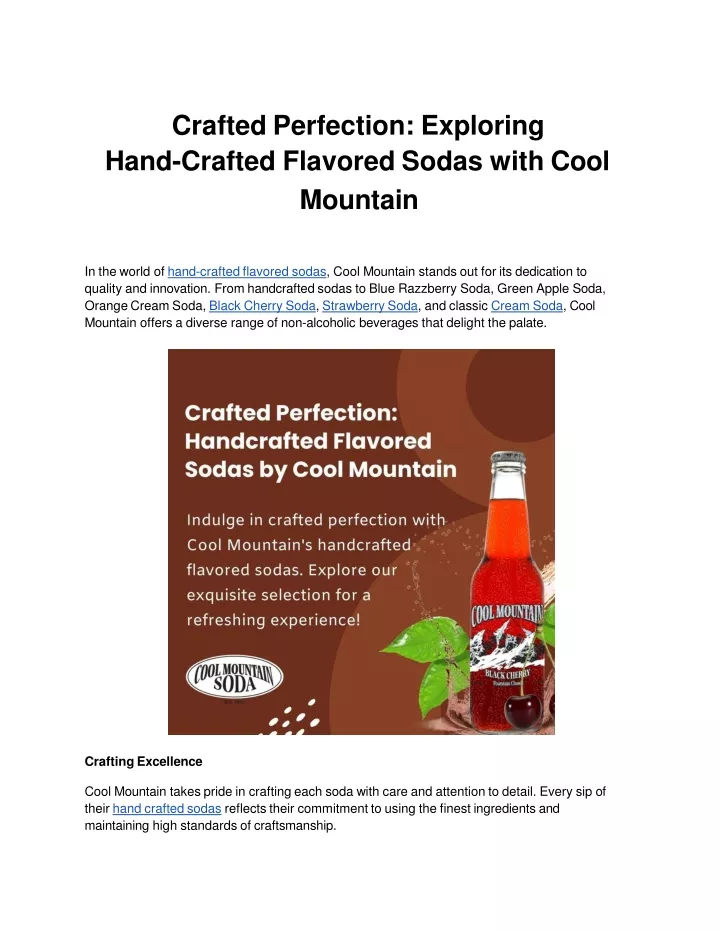 crafted perfection exploring hand crafted flavored sodas with cool mountain