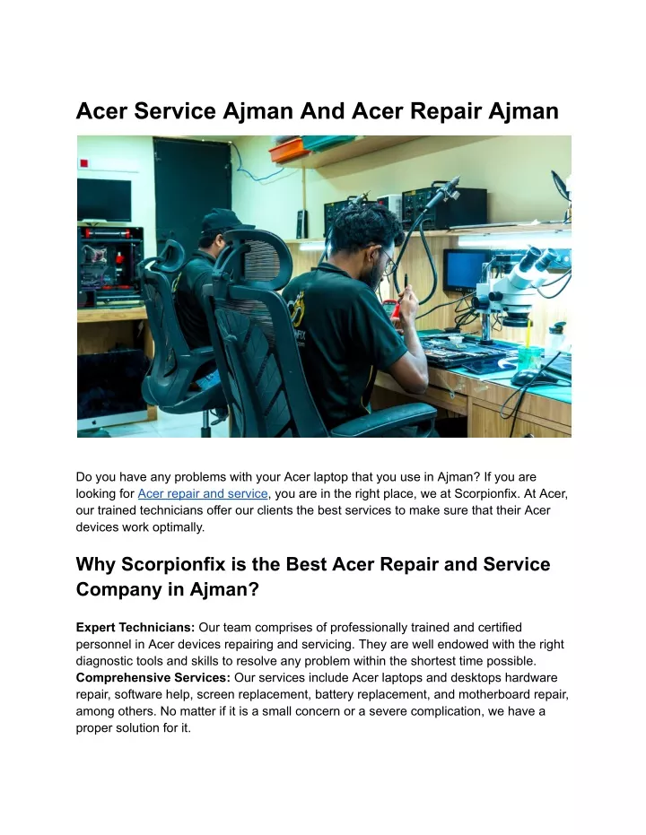 acer service ajman and acer repair ajman