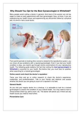 why should you opt for the best gynaecologist