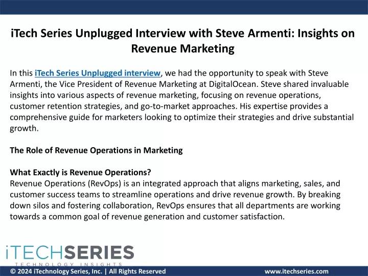 itech series unplugged interview with steve