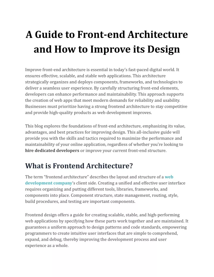 a guide to front end architecture