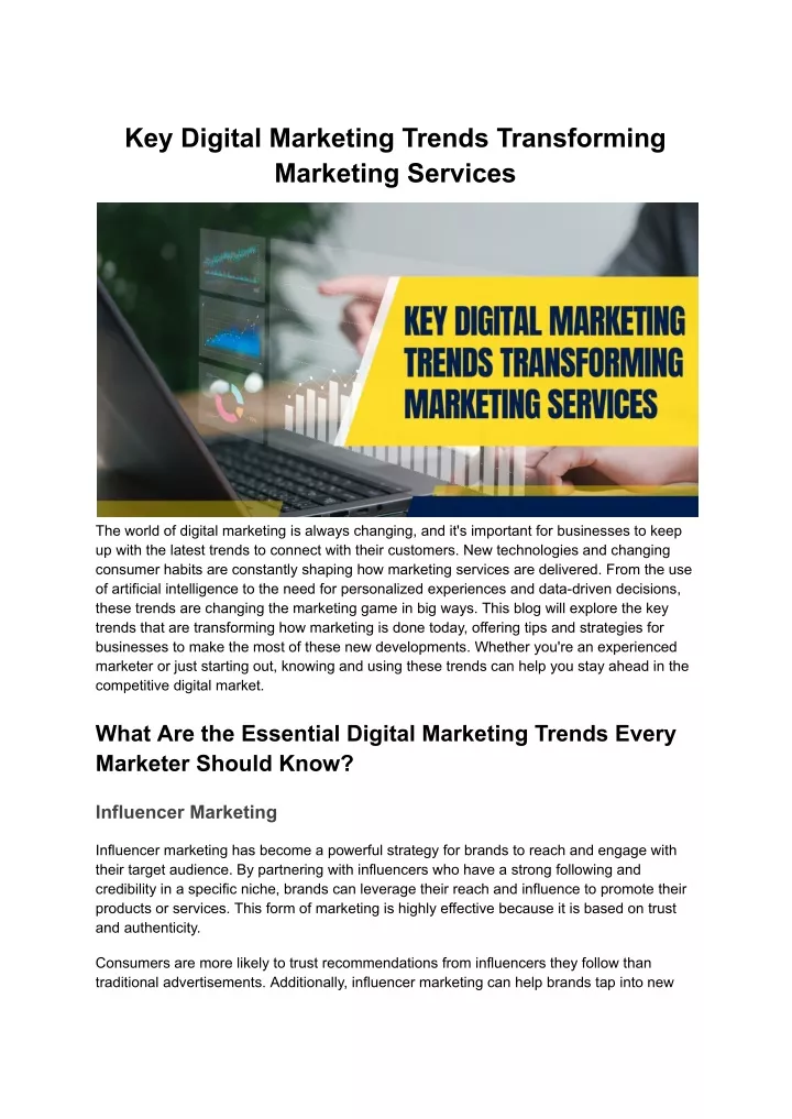 key digital marketing trends transforming