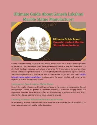 ultimate guide about ganesh lakshmi marble statue