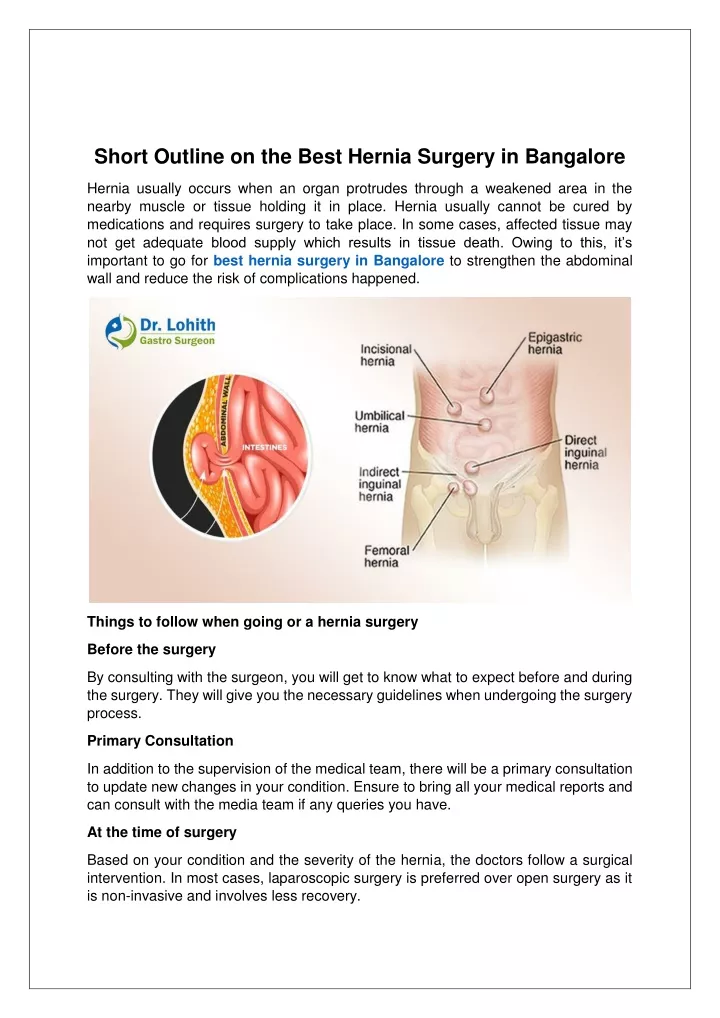 short outline on the best hernia surgery