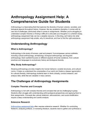 Anthropology Assignment Help