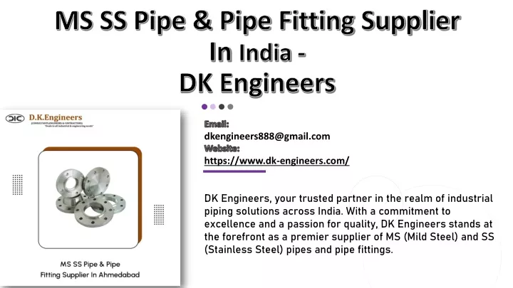 ms ss pipe pipe fitting supplier in india dk engineers