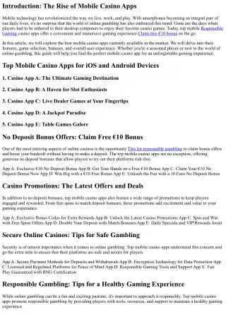 Top mobile casino apps for an immersive gaming experience on the go