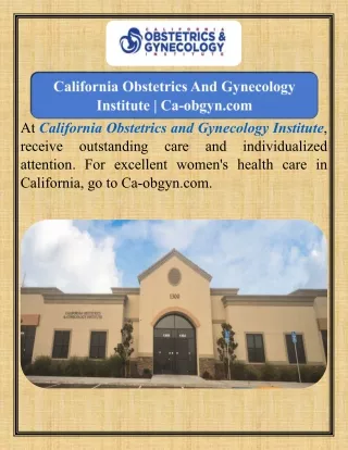California Obstetrics And Gynecology Institute  Ca-obgyn.com