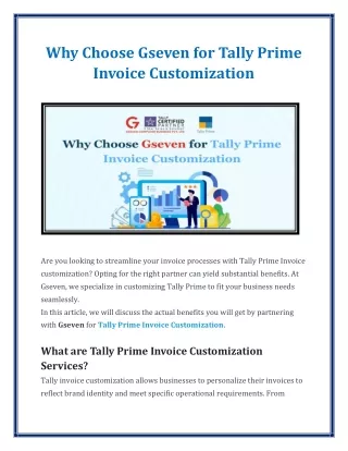 Why Choose Gseven for Tally Prime Invoice Customization