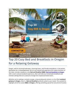 Top 20 Cozy Bed and Breakfasts in Oregon for a Relaxing Getaway