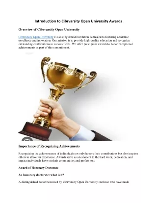 Introduction to Cibrvarsity Open University Awards