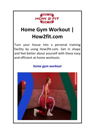 home gym workout how2fit com