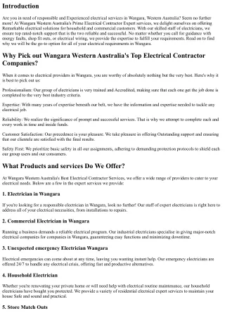 Wangara Western Australia's Top Electrical Contractor Expert services