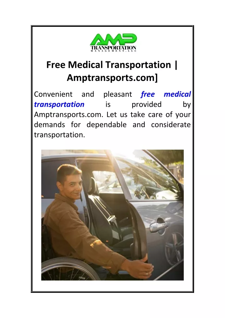 free medical transportation amptransports com