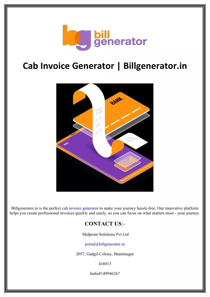 cab invoice generator billgenerator in