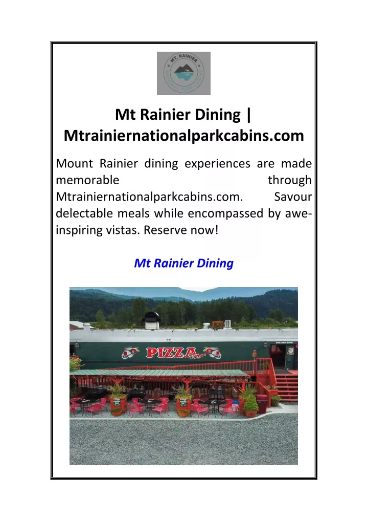 PPT - Mt Rainier Dining Mtrainiernationalparkcabins.com PowerPoint ...