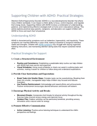 supporting children with adhd practical strategies
