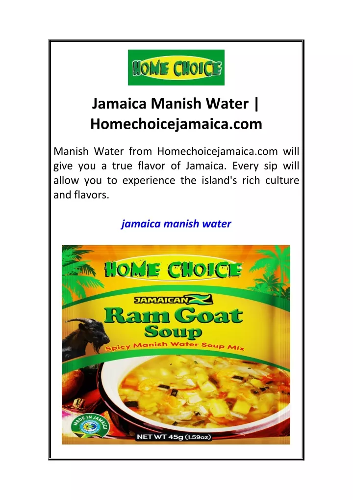 jamaica manish water homechoicejamaica com