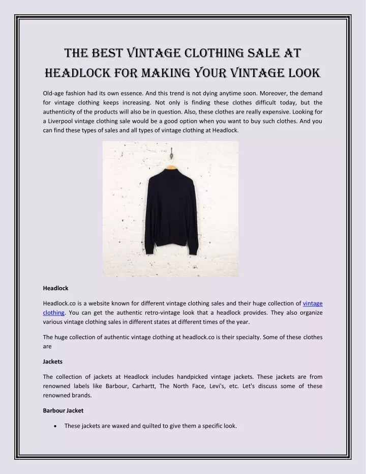 the best vintage clothing sale at headlock