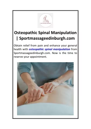 Osteopathic Spinal Manipulation Sportmassageedinburgh.com