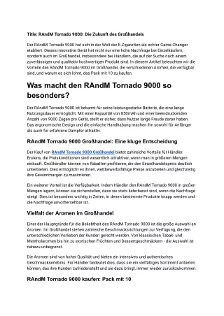 RAndM Tornado 9000_ Die Zukunft des Großhandels