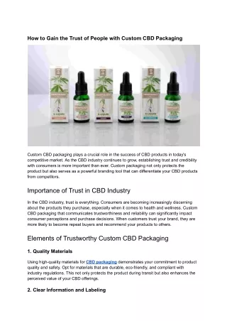 How to Gain the Trust of People with Custom CBD Packaging