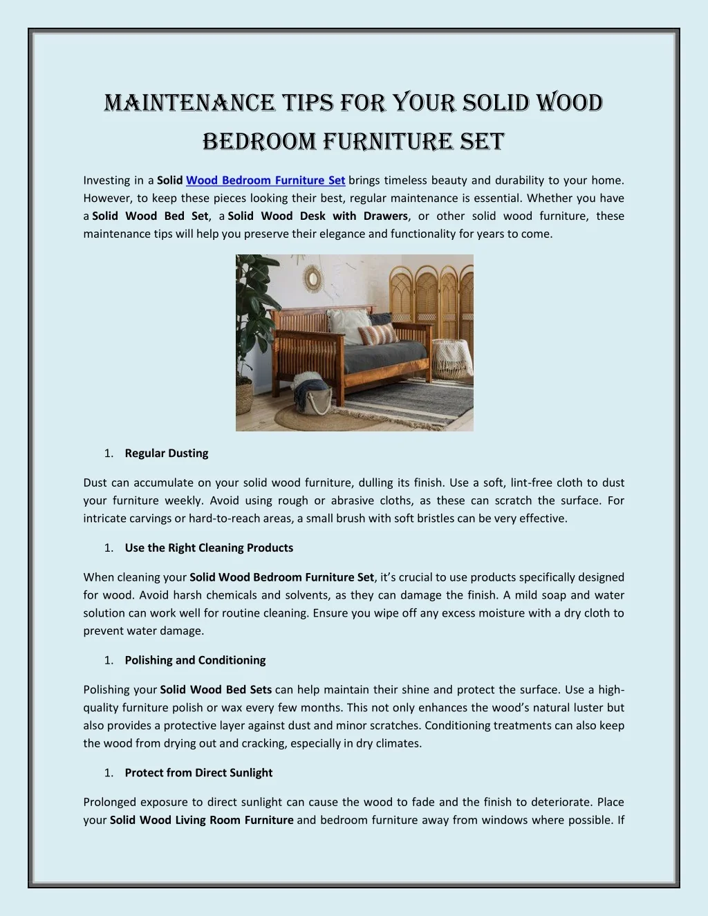 PPT - Maintenance Tips for Your Solid Wood Bedroom Furniture Set ...