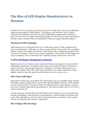 The Rise of LED Display Manufacturers in Houston