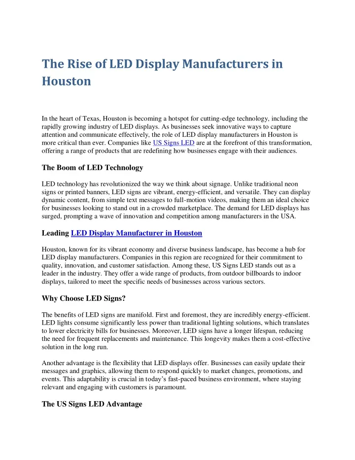 the rise of led display manufacturers in houston