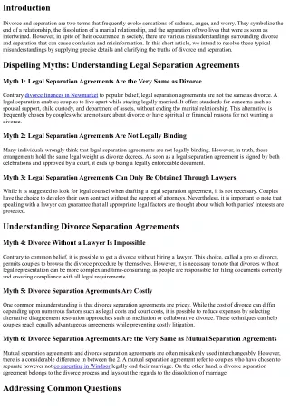 Dispelling Typical Misconceptions About Divorce and Separation