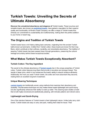 Turkish Towels_ Unveiling the Secrets of Ultimate Absorbency