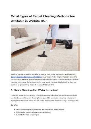 What Types of Carpet Cleaning Methods Are Available in Wichita, KS