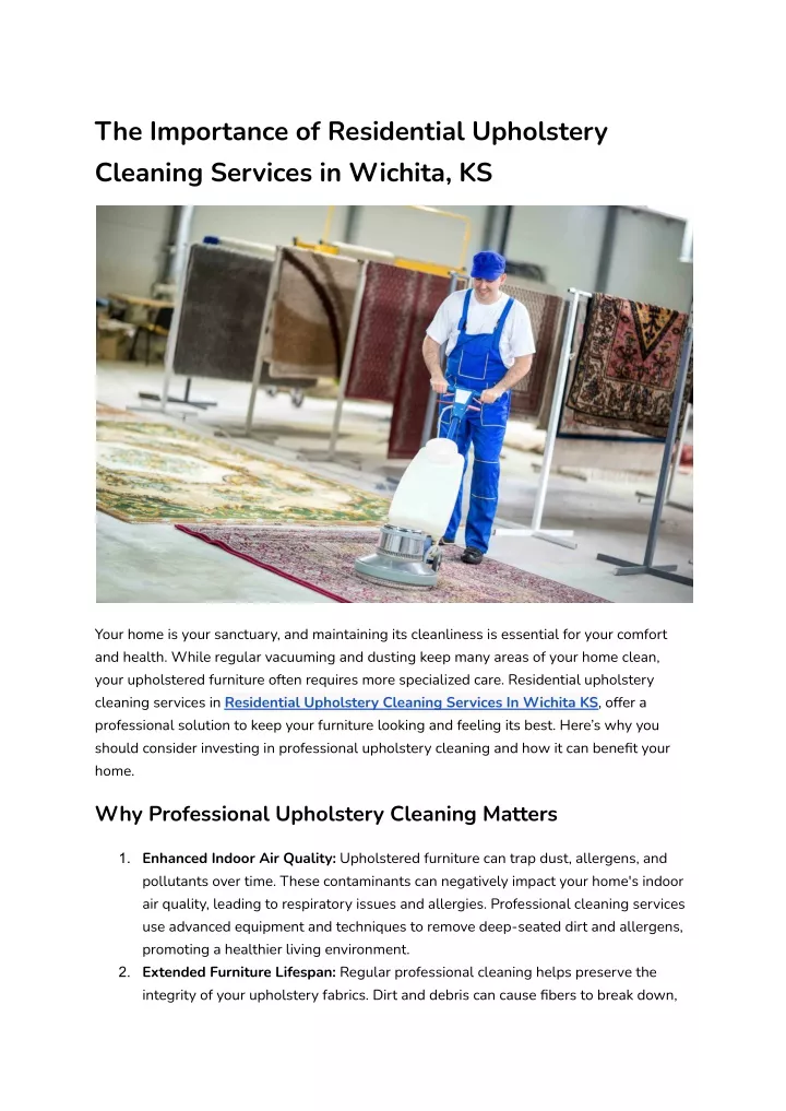 the importance of residential upholstery cleaning