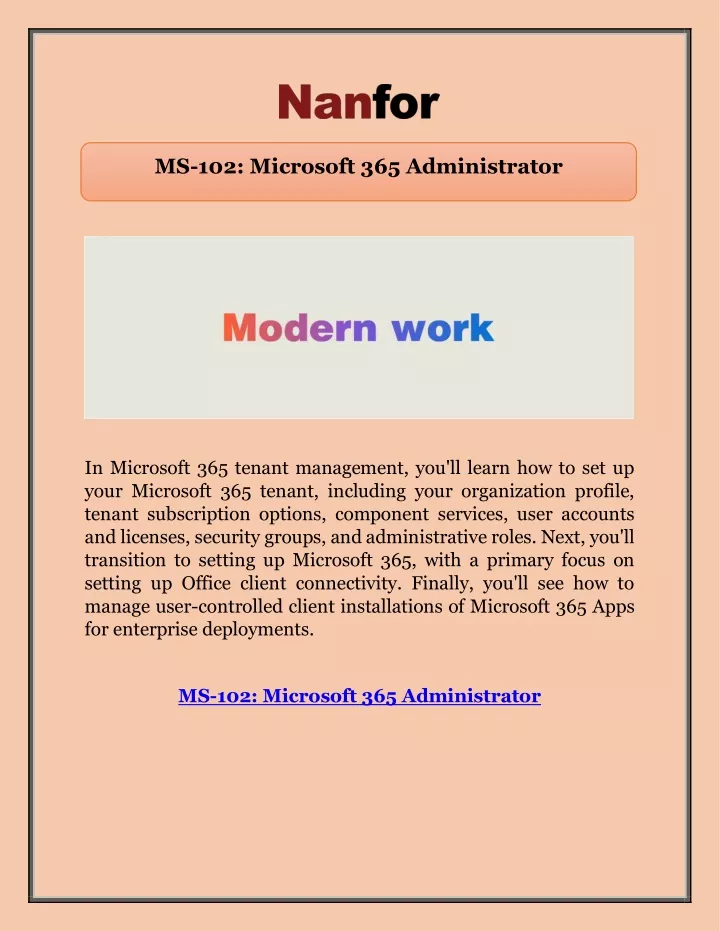 ms 102 microsoft 365 administrator