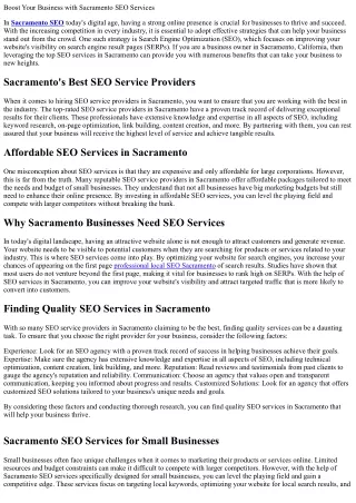 The Top Benefits of Adopting SEO Services in Sacramento