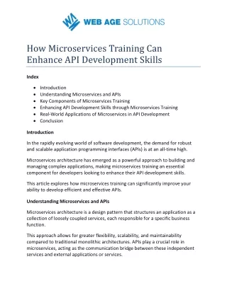 How Microservices Training Can Enhance API Development Skills