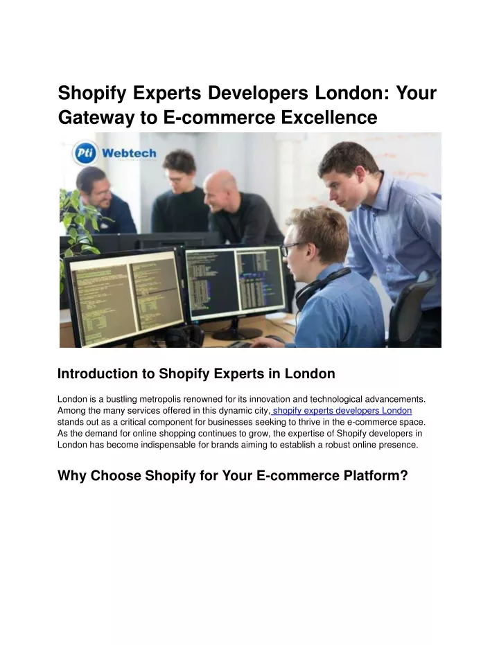 shopify experts developers london your gateway