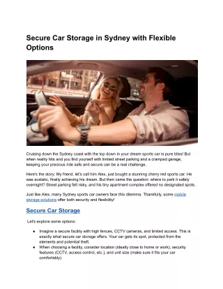 secure car storage in sydney with flexible options