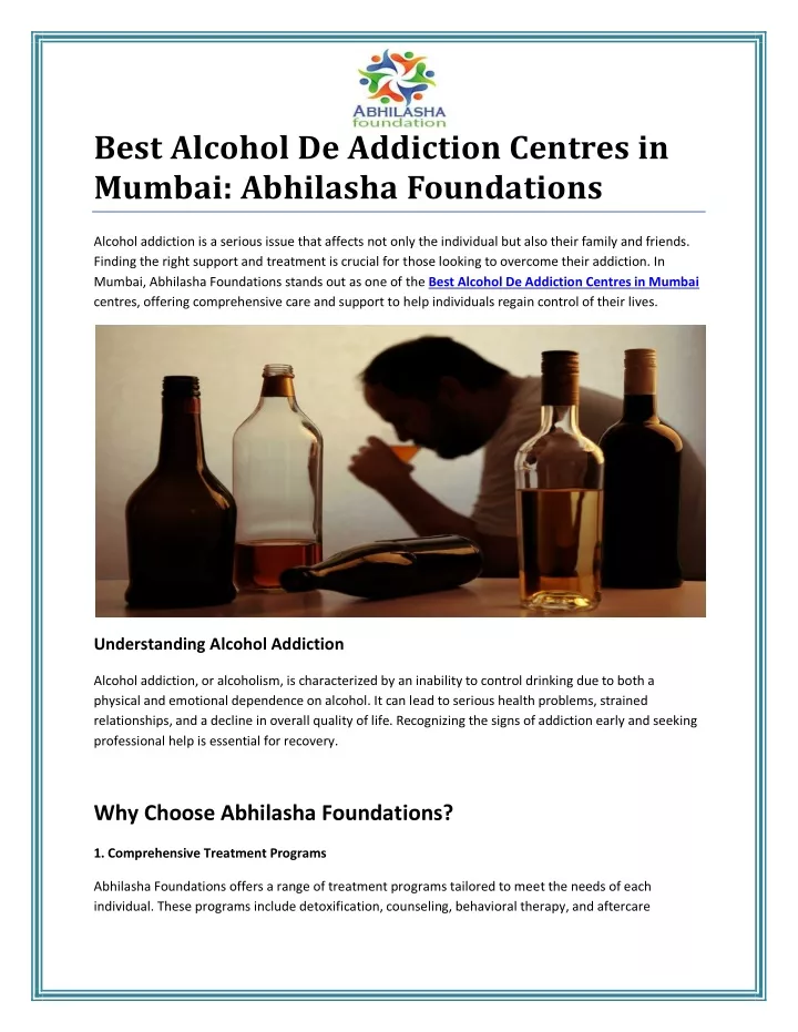 best alcohol de addiction centres in mumbai